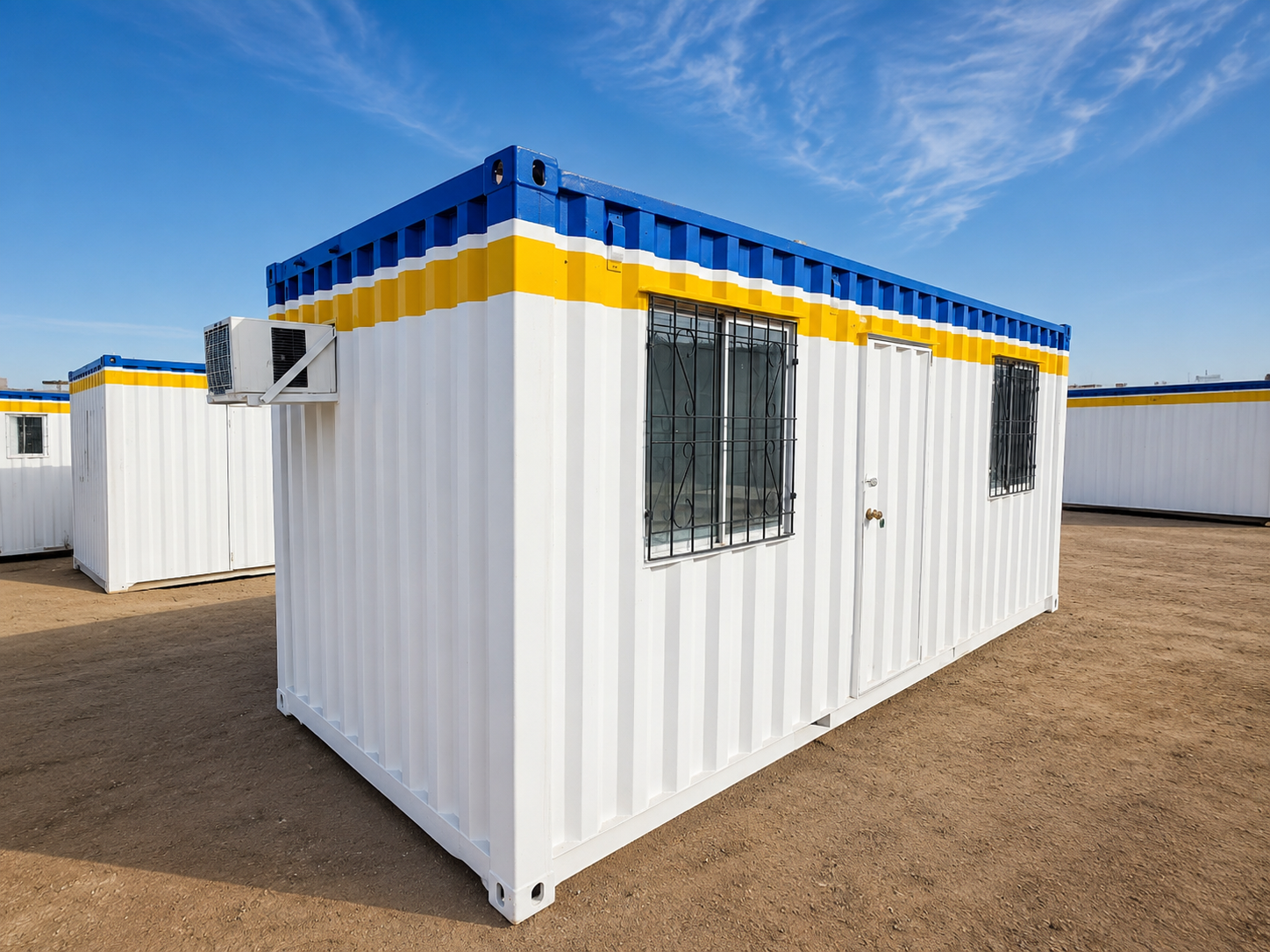 Interior de oficina modular FAMIN — espacio funcional instalado en obra